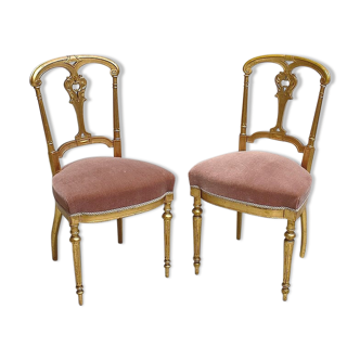 Pair of Golden Wood Chairs Napoleon III Era - Part 2 of the 19th century