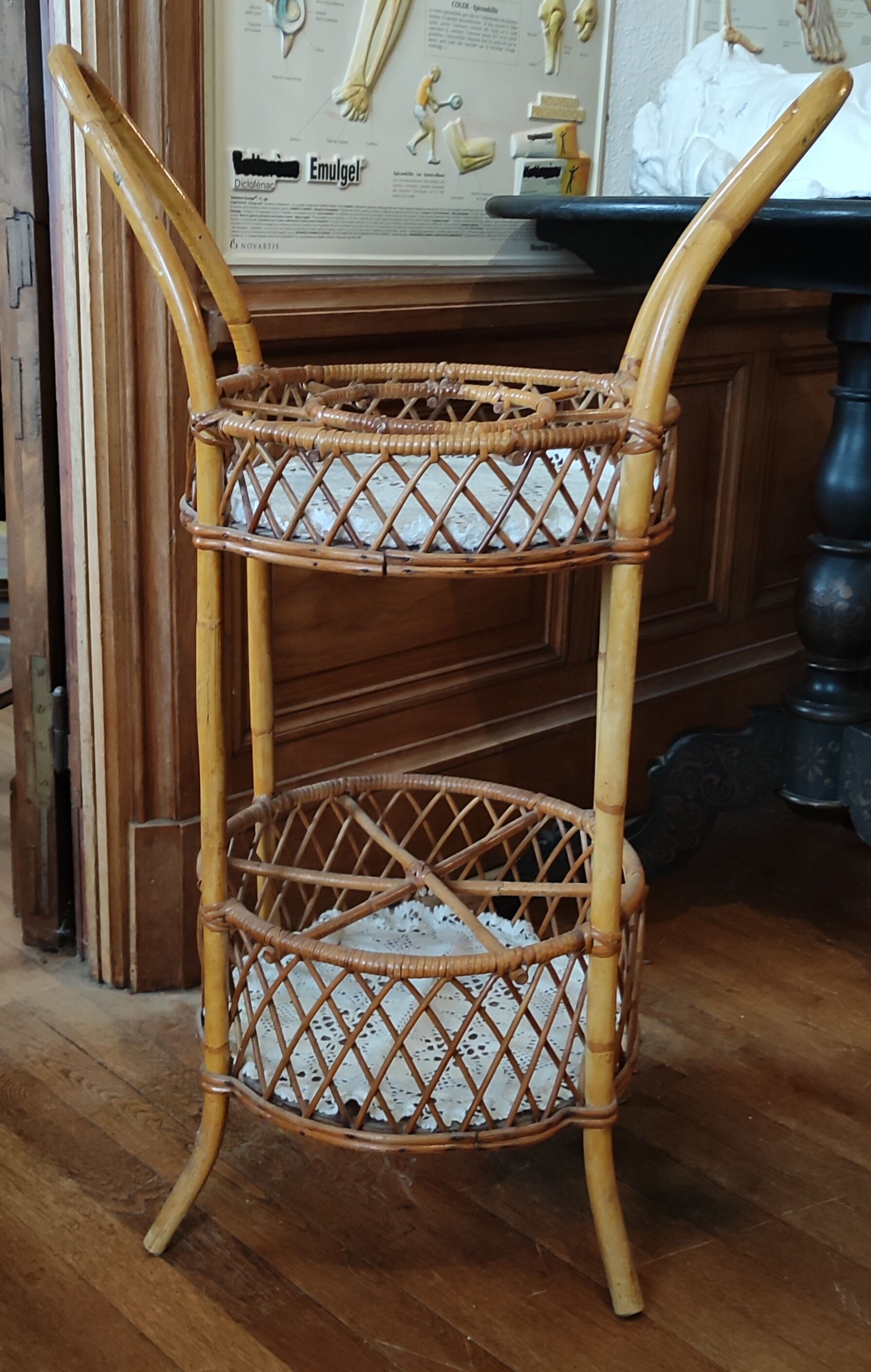 Rattan serving table