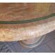 Ovoid table in pink and green travertine, circa 1975