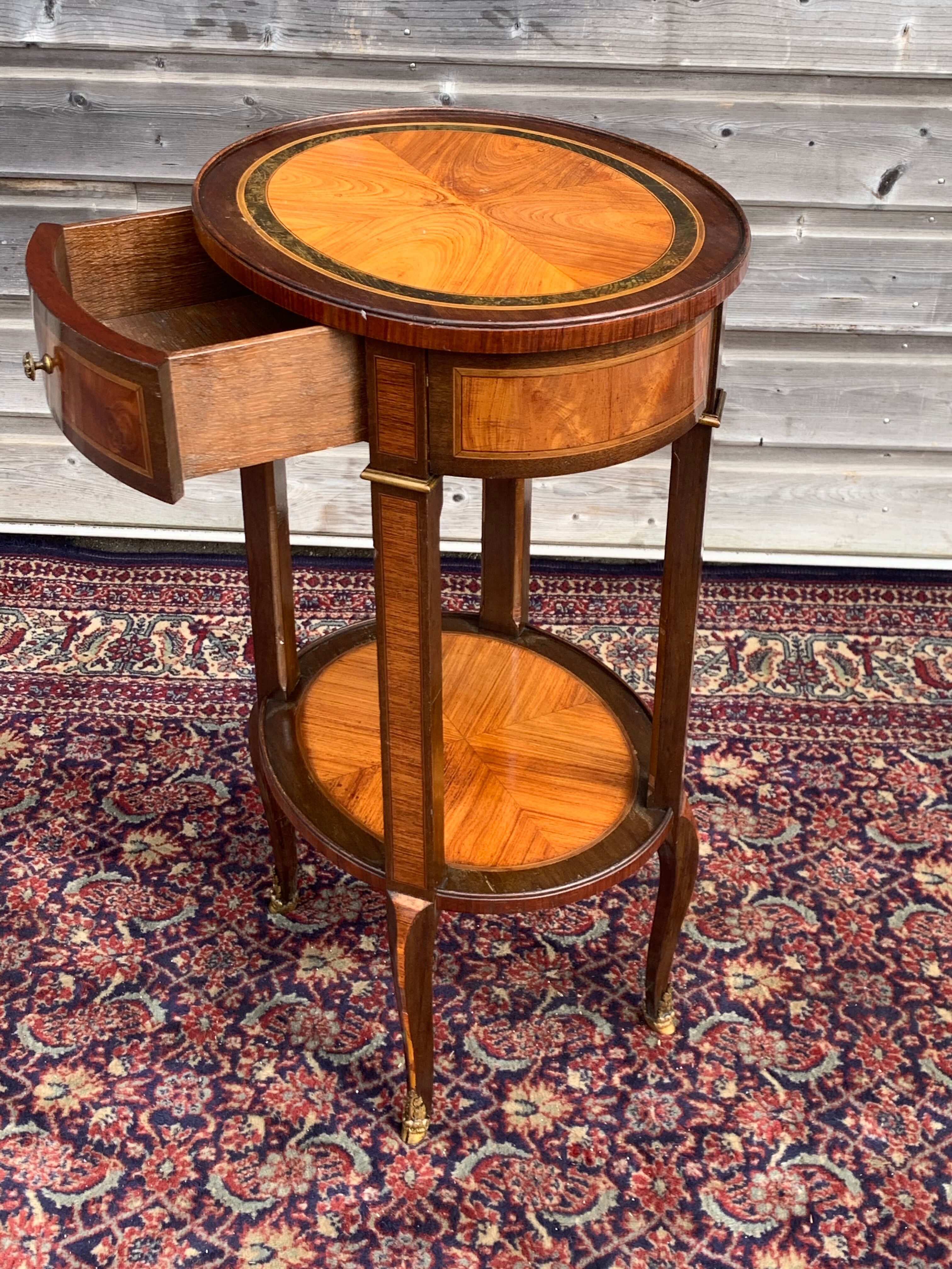 Salon Table In Marquetry Style Transition Period 19th