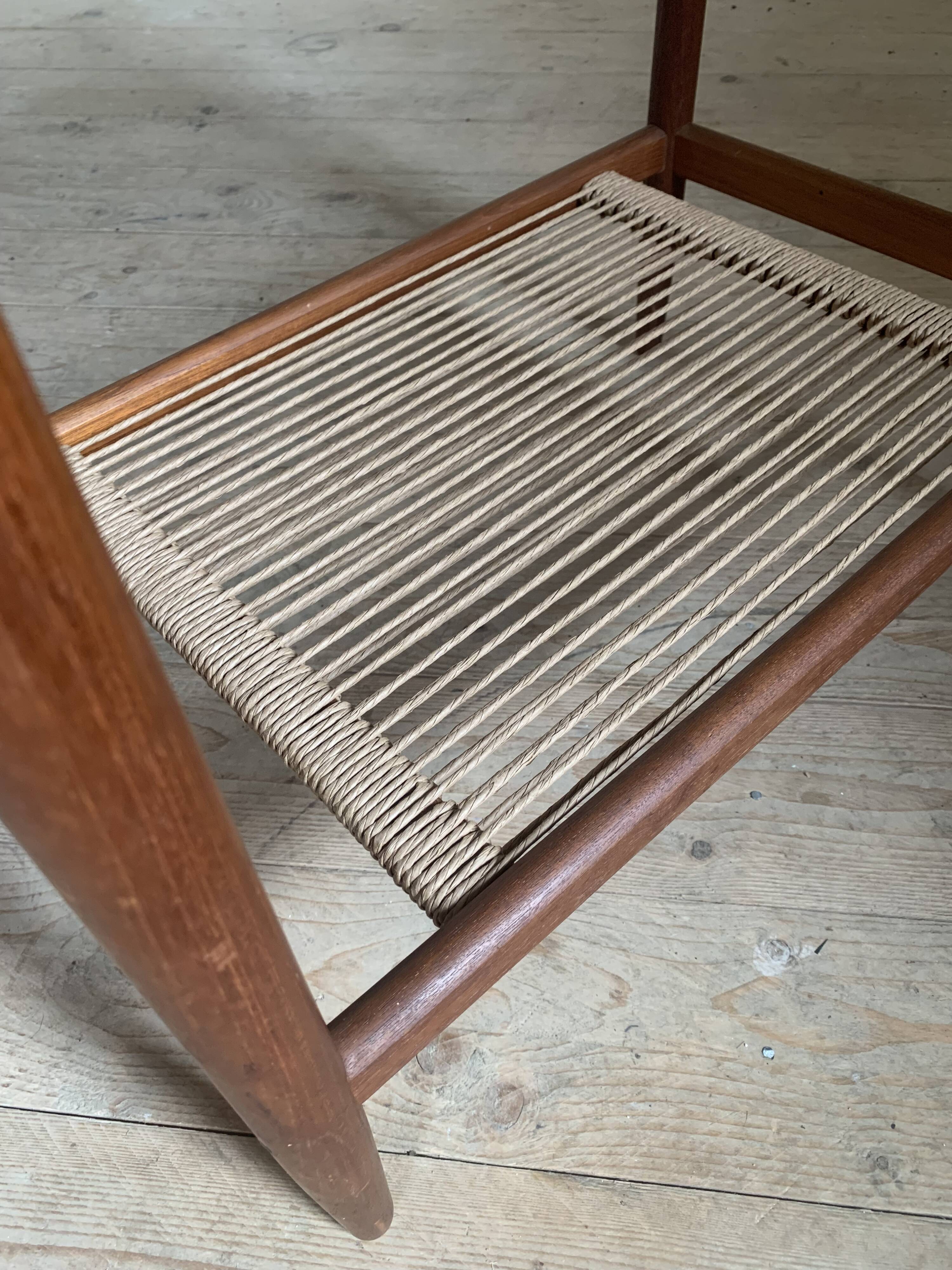 Vintage teak and rope magazine rack coffee table