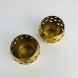 Pair of vintage openwork brass candle holders/votive candlesticks, gilded