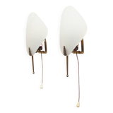 1950S leaf shaped brass and acrylic wall sconces