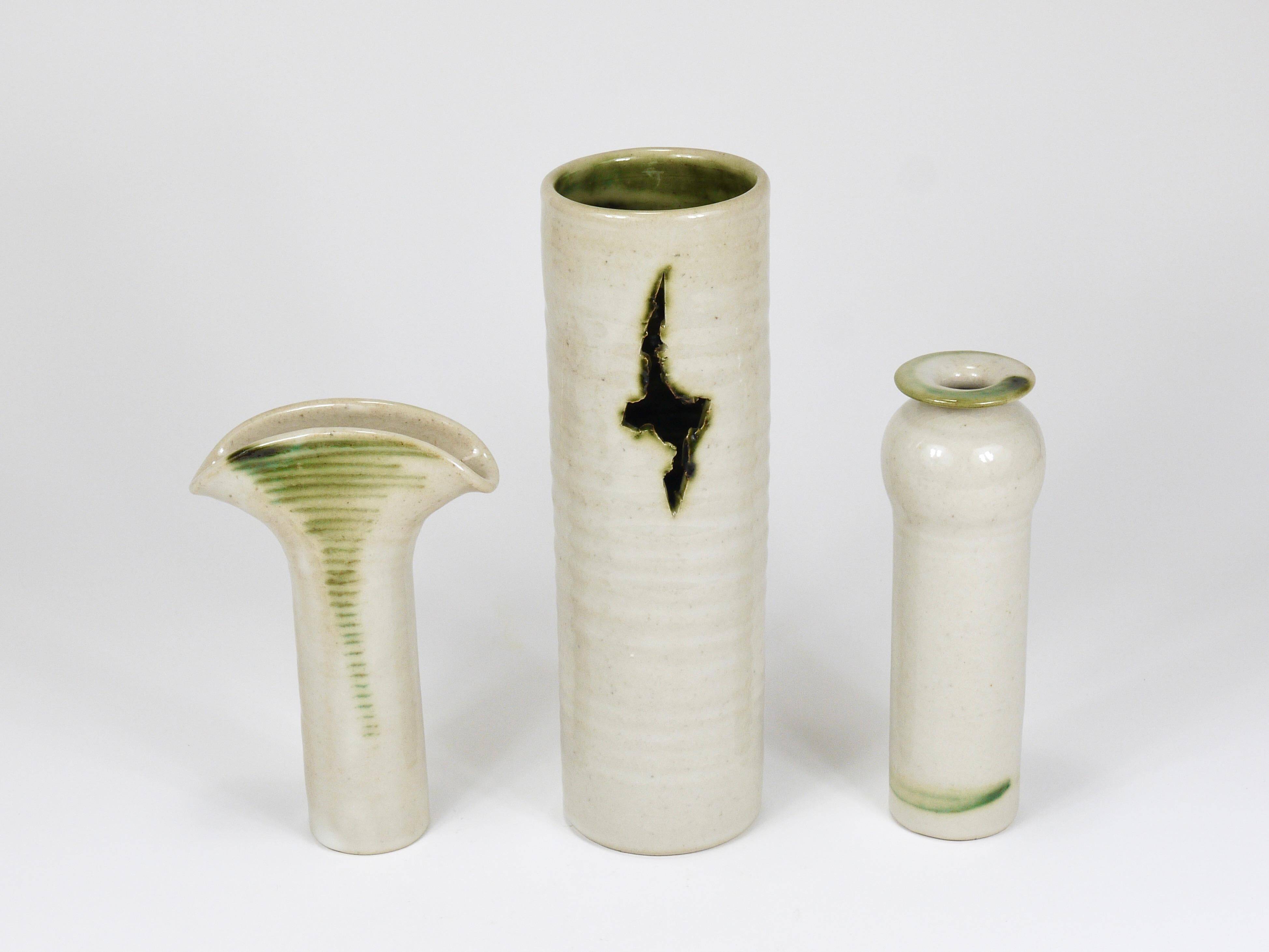 Piet Knepper 3 studio vases in ceramic by Mobach, Netherlands, 1970s