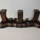 Wall hanger in burnt pine and cow skin