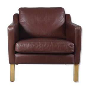 Chaise en cuir brun classique danois