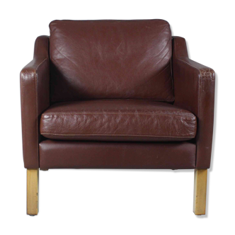 Chaise en cuir brun classique danois