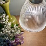 Vintage tulip pendant light in ribbed glass