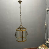 Brass Ribbed Glass Light Pendant 1950’s