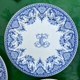 6 assiettes Gien série monogramme « 2nd choix »