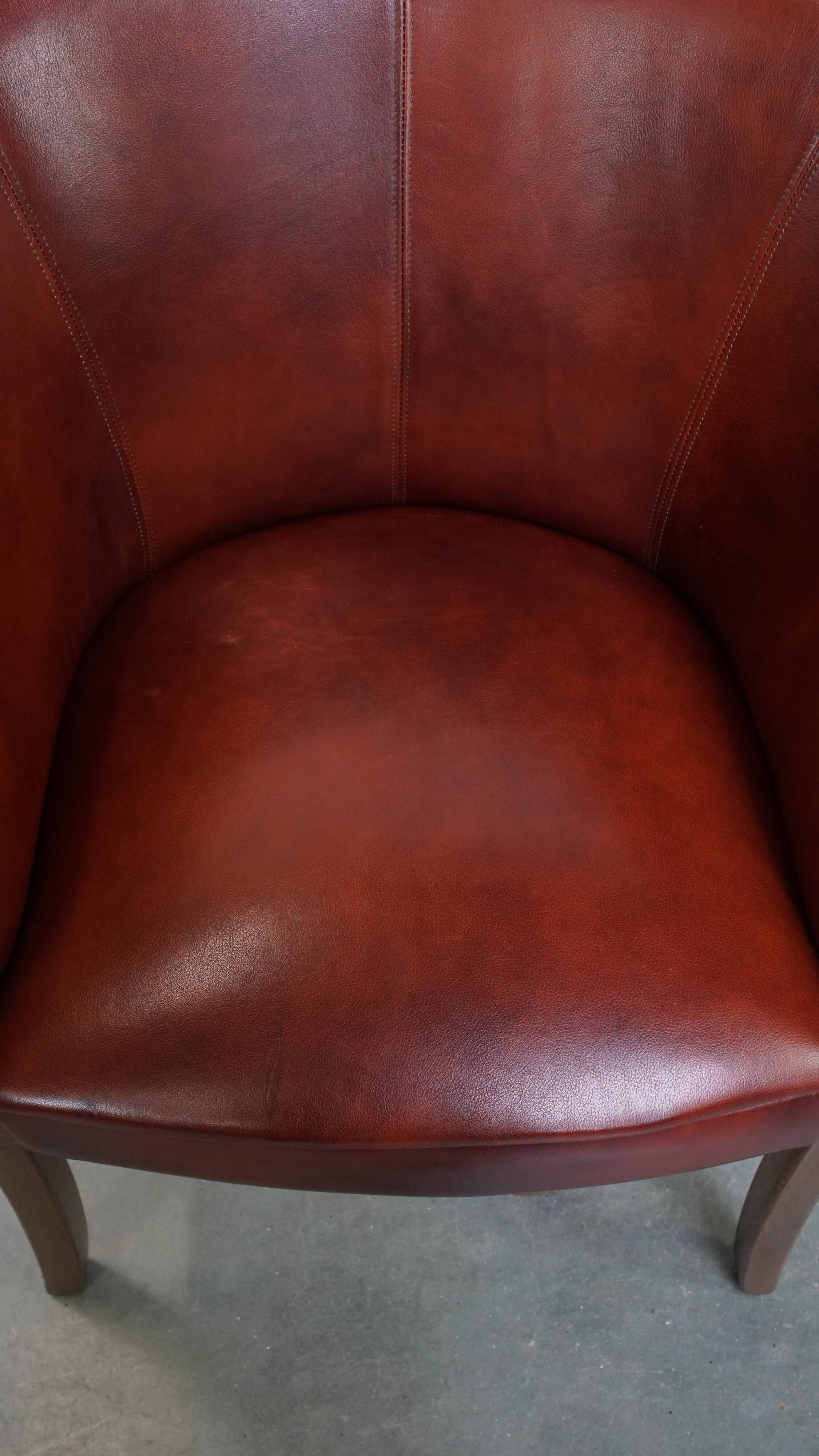 Red-brown cowhide leather office chair/side chair