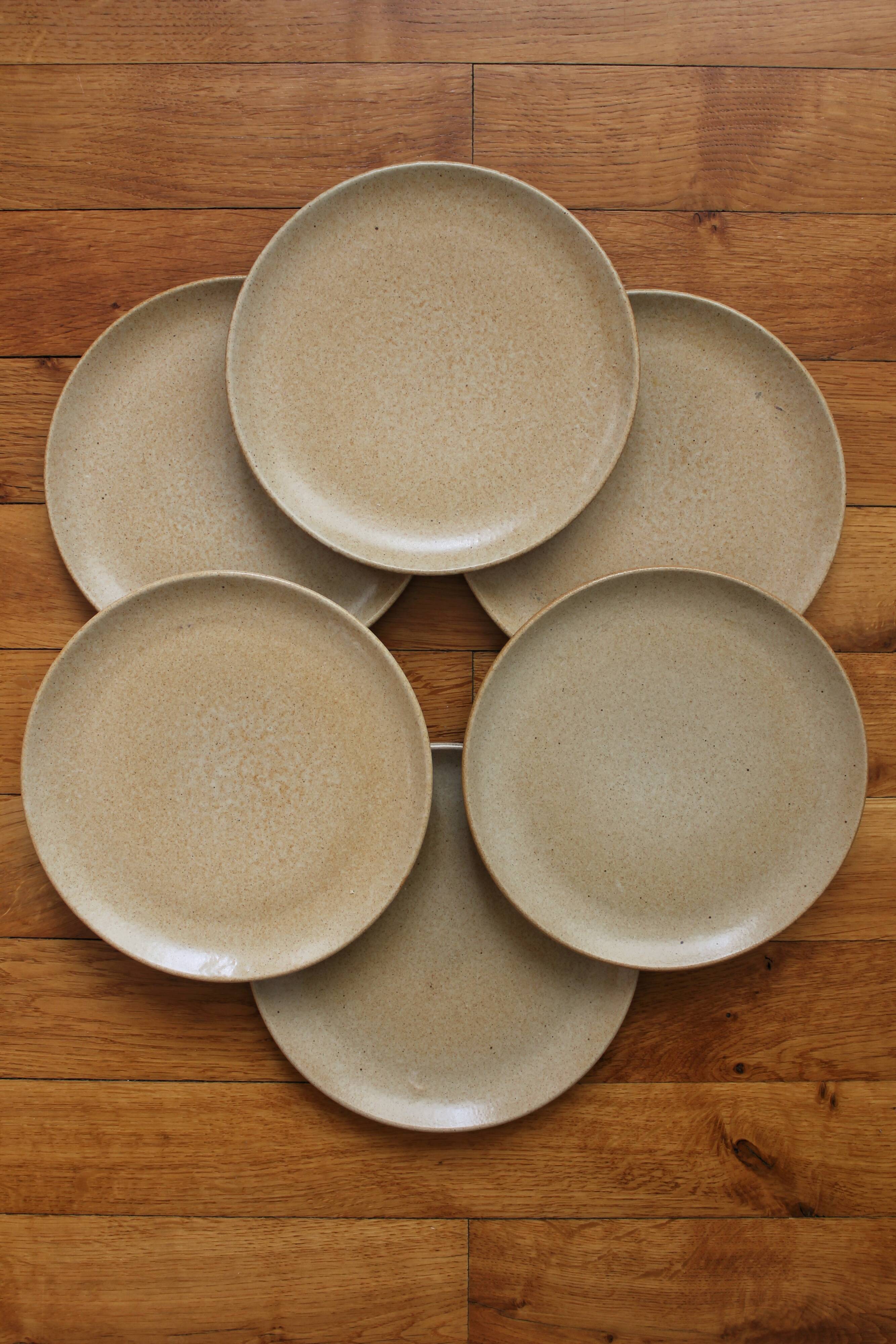 6 vintage stoneware dessert plates