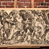 Abstract drawing laminated on mica.