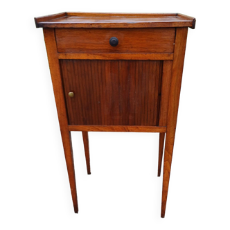Walnut bedside table, 1 drawer, 1 curtain door