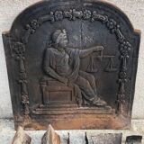 Stylish fireplace set with plate and andirons