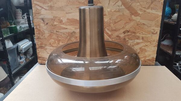 Ancienne suspension space age djikstra plexi & alu reglable vintage