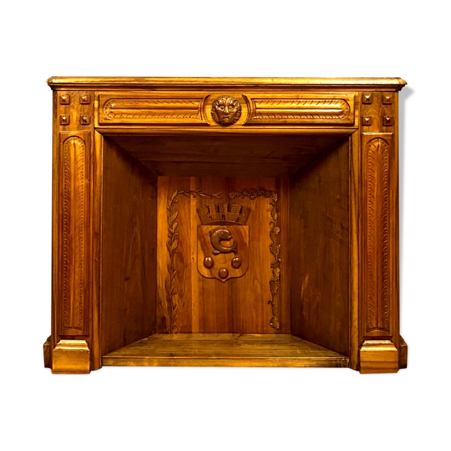 Renaissance fireplace in blond walnut circa 1850