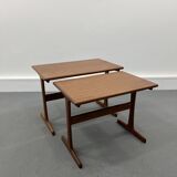 2 tables d’appoint gigognes danoise en teck par Kai Kristiansen pour Vildbjerg