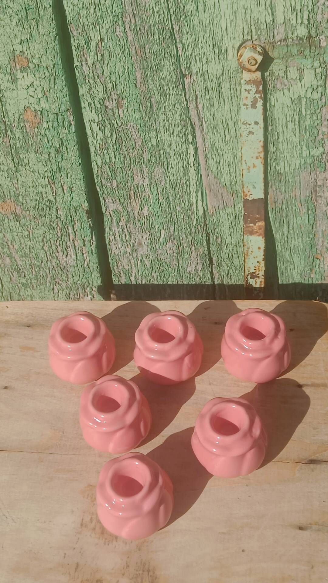 Rose button candle holders set of 6