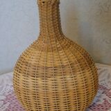 Vintage wicker covered flat bottle