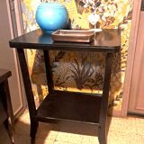 Art Deco style side table, console table on wheels, black varnished wood, 1940