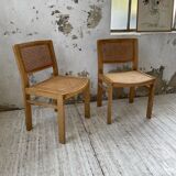 Pair of Baumann chairs beech and cannage