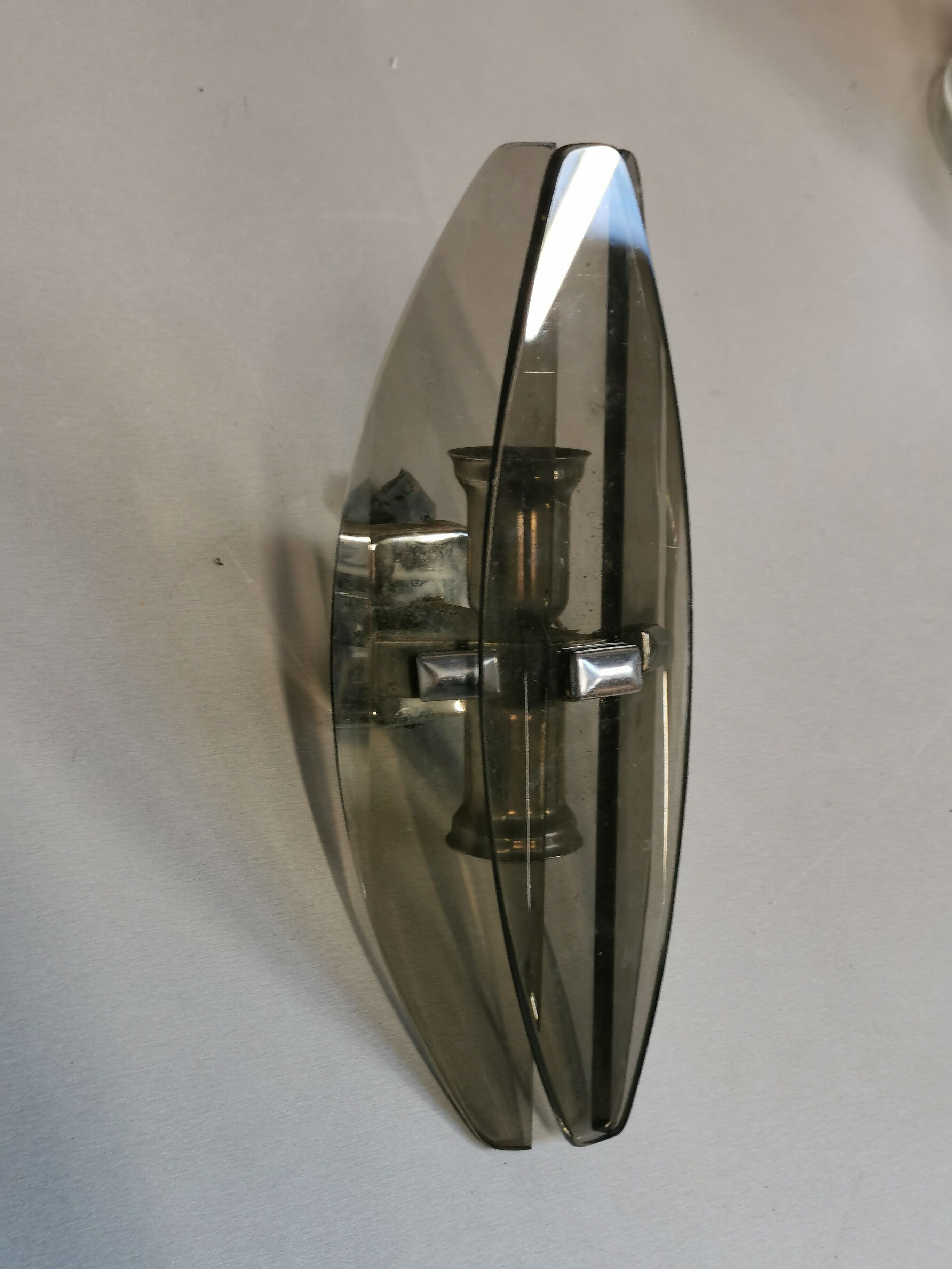 Vintage wall lamp in smoked glass design italy 70's