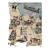 Old poster illustrated map of Normandy 1939 - JP Pinchon