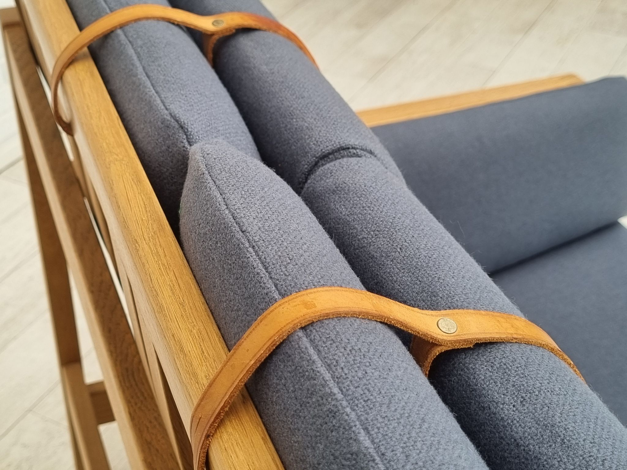 1970s, Danish design by Børge Mogensen, sofa model 2252, oak, furniture wool