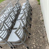 Set of 18 gray bistro chairs
