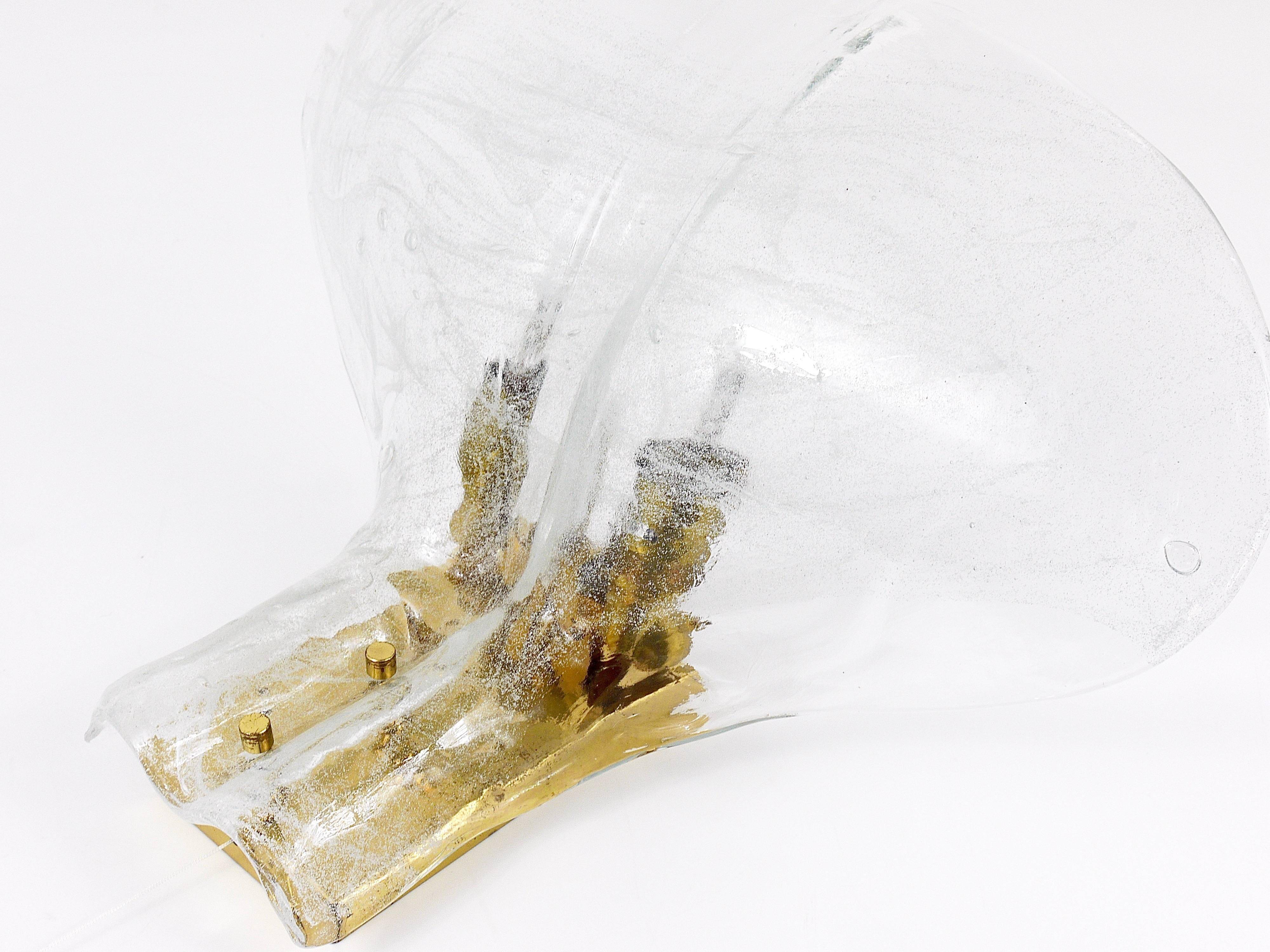 J.T. Kalmar enormous petal wall light in brass and blown glass, mid-century, Austria, 1970s