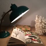 Green flexible desk lamp, 50s,vintage metal
