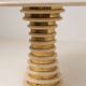 Italian Travertine and Brass Pedestal Dining Table Attributed to Marzio Cecchi for Studio Most, Italy,