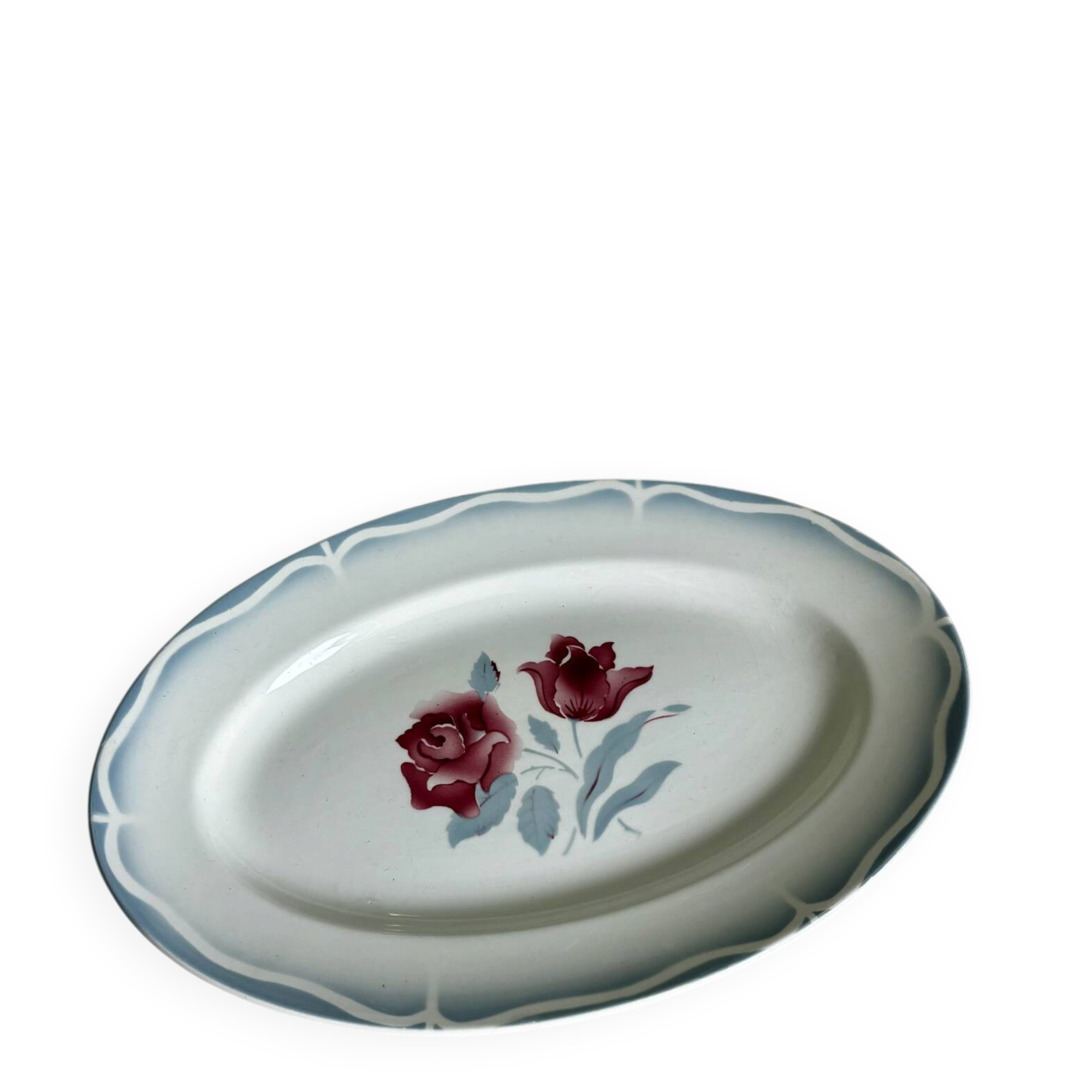 Ancien plat de service ovale faïence Sarreguemines Alesia