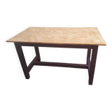 Table de ferme pieds peints