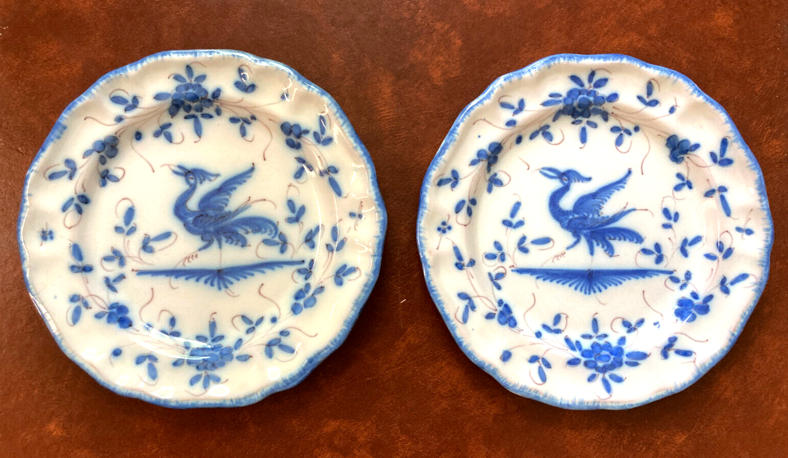 2 plates faience of Moustiers - blue decoration in the taste of the eighteenth