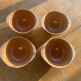 4 bowls in eared stoneware, vintage Gien France sandstone