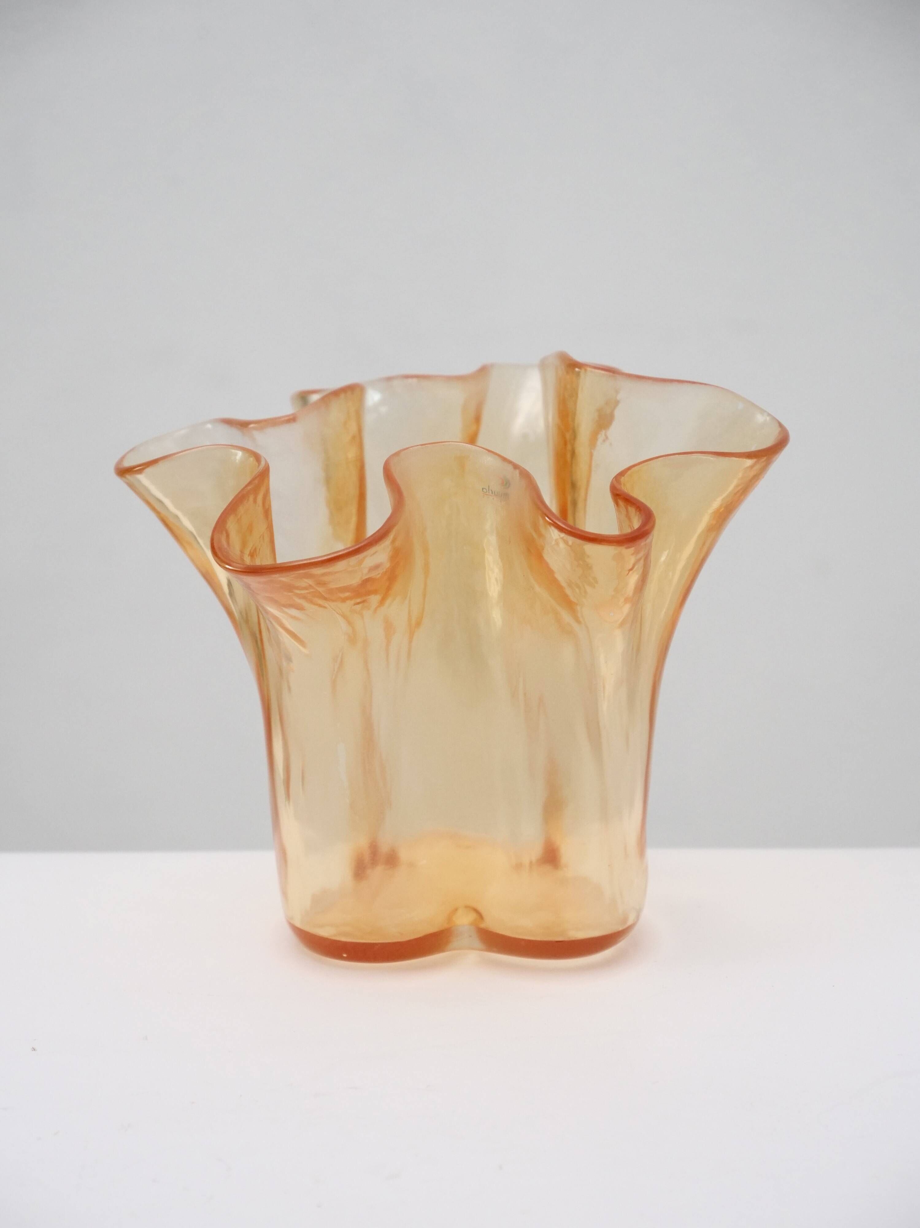 Vase mid century de Pertii Kalioninen, Muurla rose orangé, Finlande