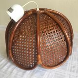 Suspension fleur rotin