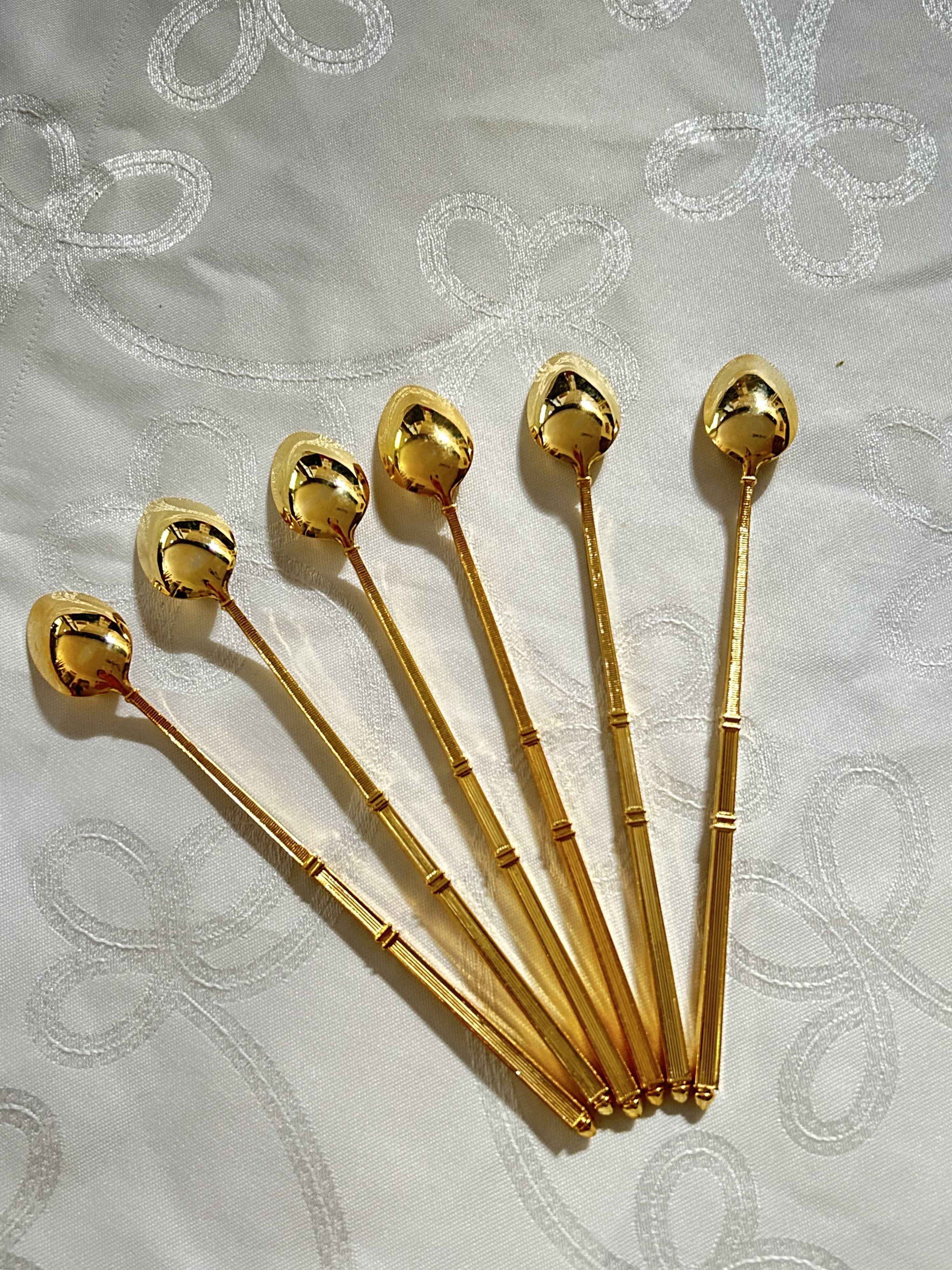 Cuillères à Moka métal doré des 1950