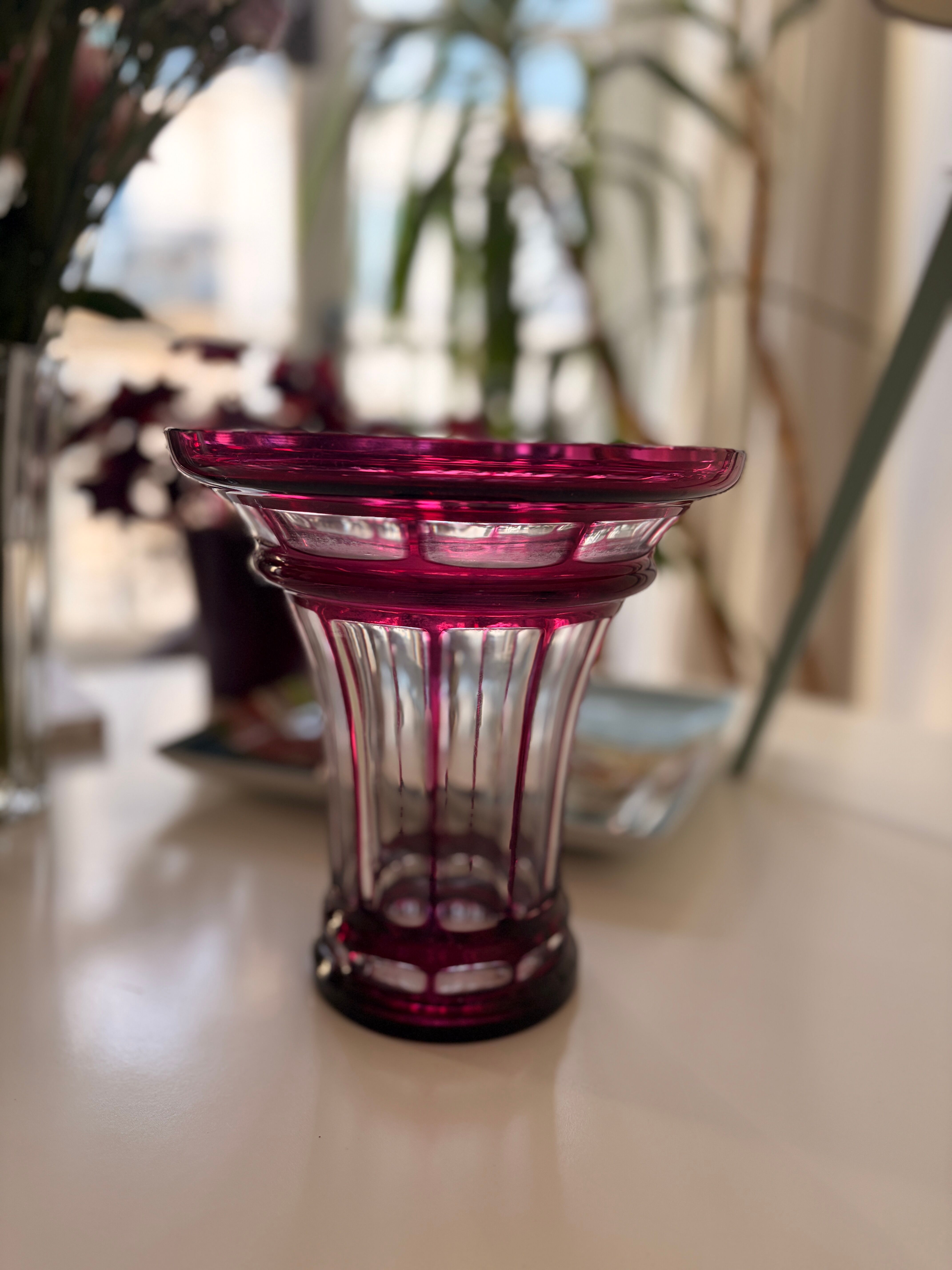 Baccarat vase in dark pink crystal
