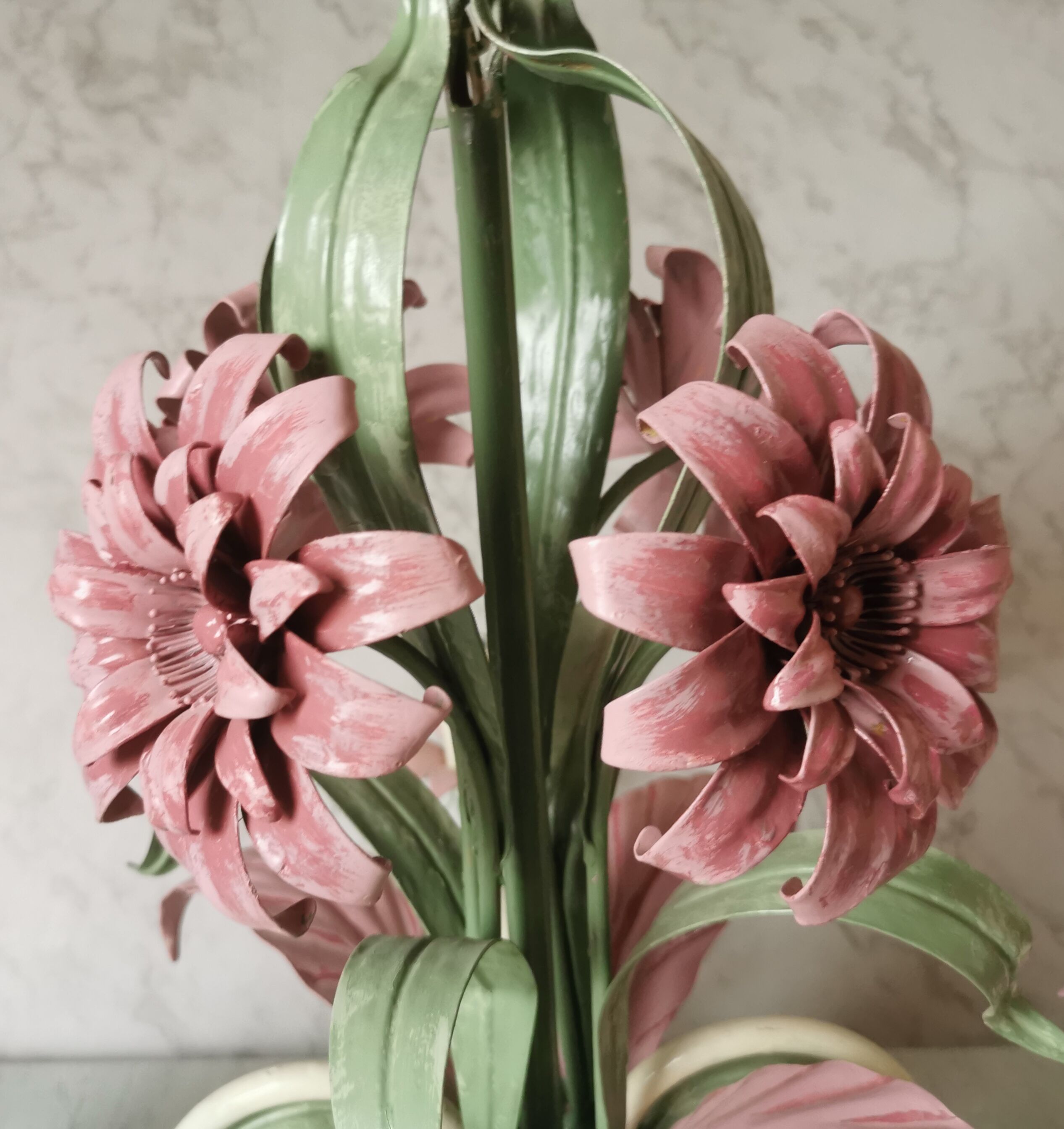 Lustre iron and painted sheet flowers camellias