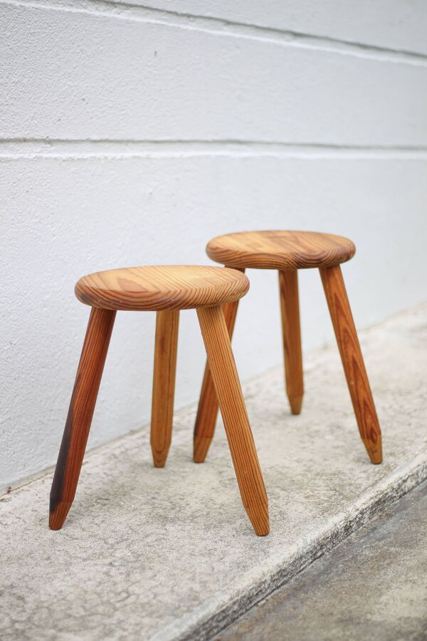 Paire de Tabouret vintage, tabouret bois, tabouret tripode , tabouret d'appoint, porte-plante