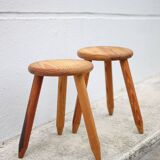 Pair of vintage stools, wooden stools, tripod stools, side stools, plant holders