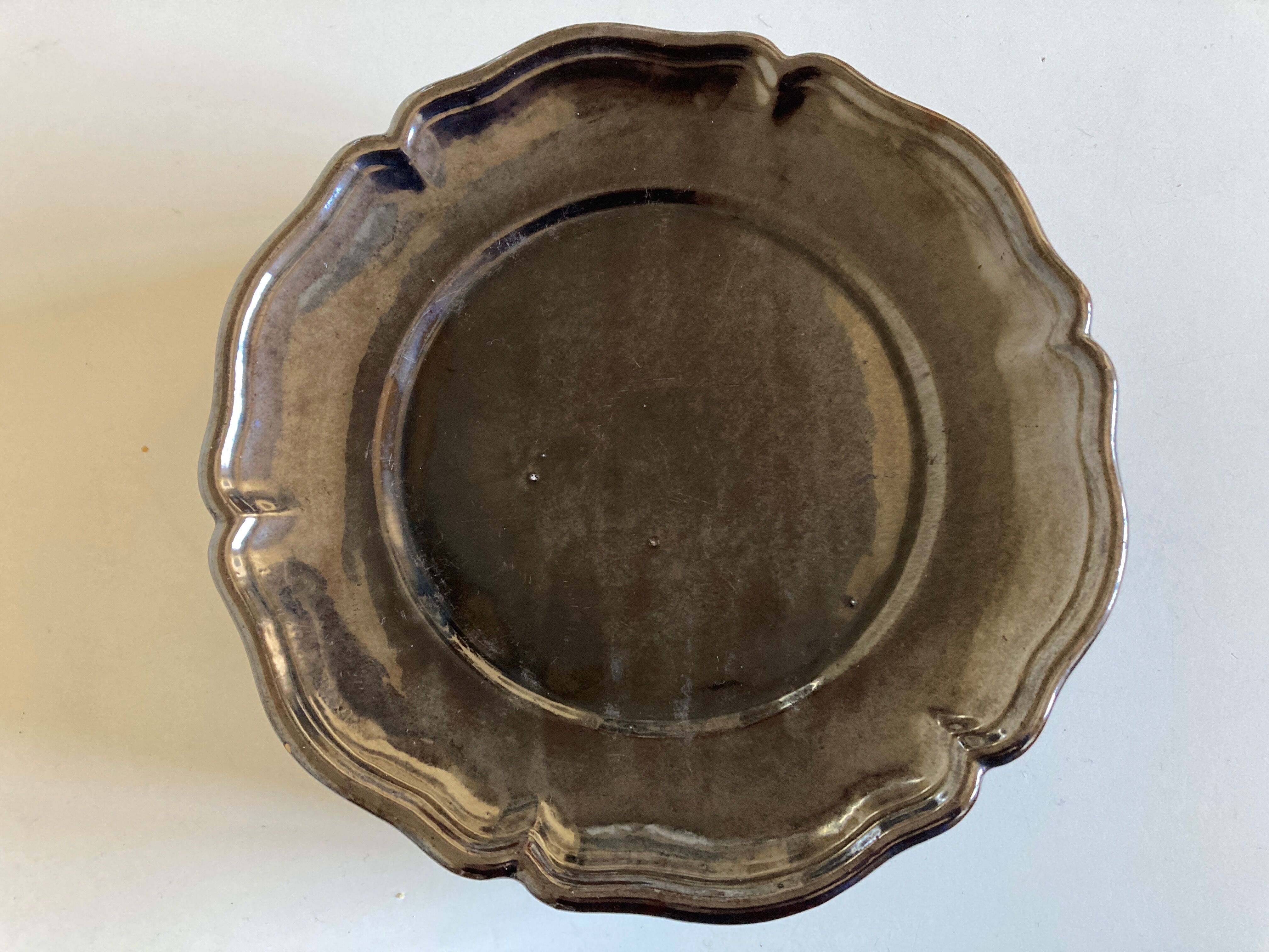 Set of 5 plates with godrons in glazed earth from Biot 1970