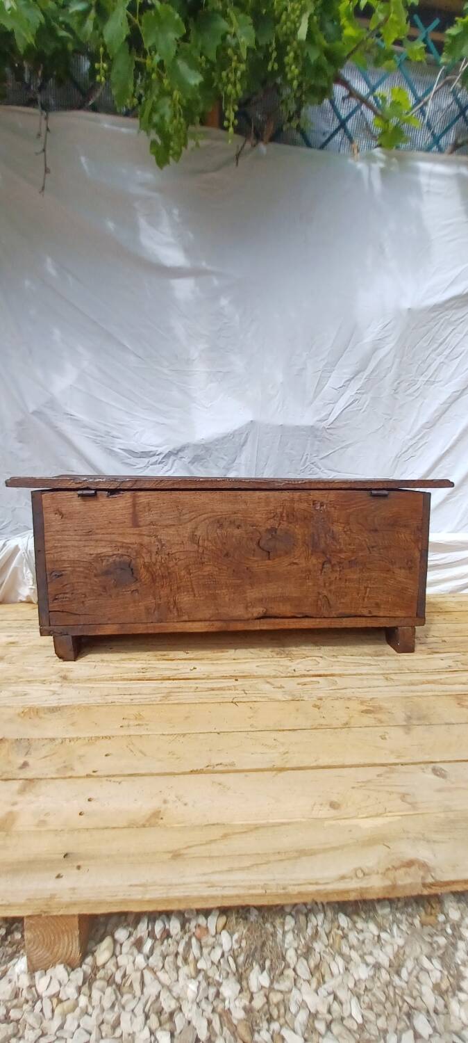Old Gothic chest 17th century solid oak