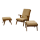 Fauteuil scandinave et deux ottomans 1960’s