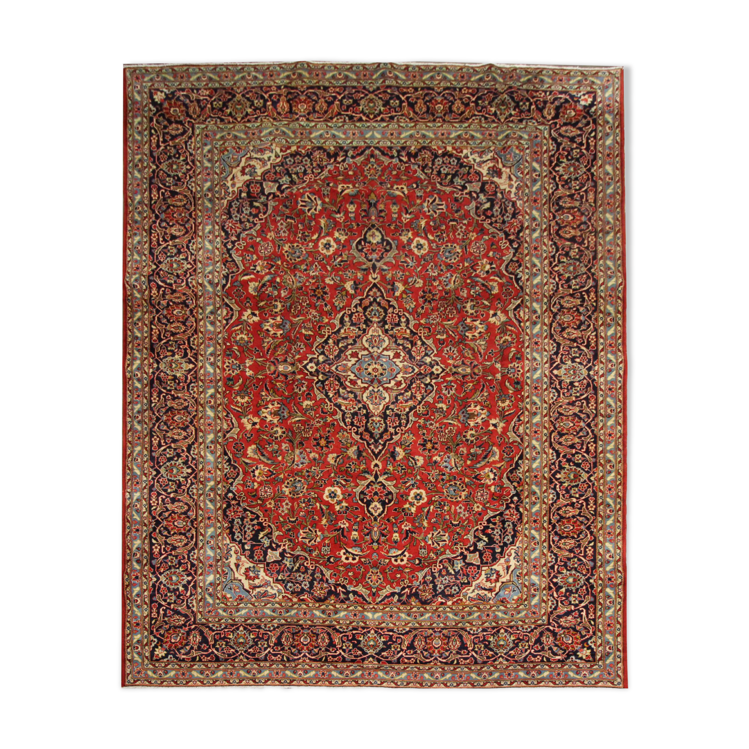 Vintage Persian Rug Handwoven Oriental Kashan Carpet- 362x244cm