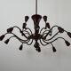 Large Burgundy brass chandelier with 15 arms, 1950, Italy