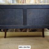 Curved Louis XV style commode with floral marquetry and marble top.